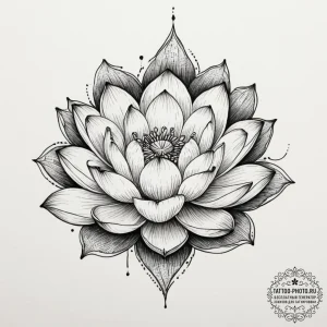 Tattoo design a lotus flower, blooming in dar... - эскиз тату (№1755514159_0, 18.08.2025 10:49) — tattoo-photo.ru