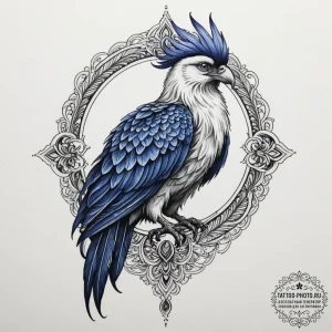 A watercolor and linework tattoo of a sirin,... - эскиз тату (№1755514955_0, 18.08.2025 11:02) — tattoo-photo.ru