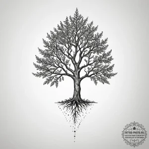 Tattoo sketch a seed growing into a mature tr... - эскиз тату (№1755516551_0, 18.08.2025 11:29) — tattoo-photo.ru