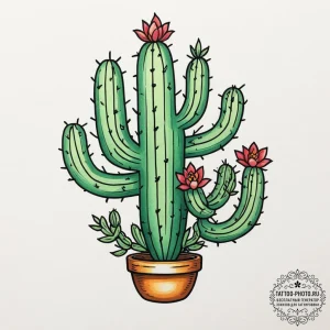 Cactus, tattoo sketch design, old school trad... - эскиз тату (№1755517155_0, 18.08.2025 11:39) — tattoo-photo.ru