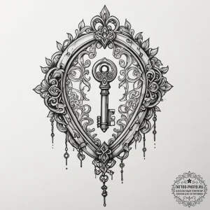Tattoo design a key unlocking a hidden chambe... - эскиз тату (№1755543460_0, 18.08.2025 18:57) — tattoo-photo.ru