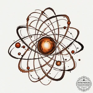 Atom, ink illustration for tattoo, on a clean... - эскиз тату (№1755545640_0, 18.08.2025 19:34) — tattoo-photo.ru