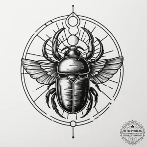 An egyptian scarab pushing the sun (is there,... - эскиз тату (№1755547626_0, 18.08.2025 20:07) — tattoo-photo.ru