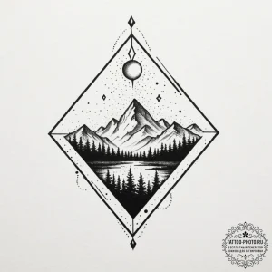 Diamond, ink illustration for tattoo, on a cl... - эскиз тату (№1755554364_0, 18.08.2025 21:59) — tattoo-photo.ru