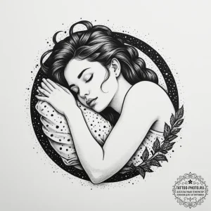 Tattoo design 'afk' with a sleeping character... - эскиз тату (№1755556773_0, 18.08.2025 22:39) — tattoo-photo.ru