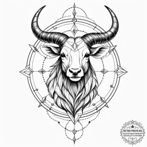 Tattoo design a zodiac animal with a combinat... - эскиз тату (№1755556968_0, 18.08.2025 22:42) — tattoo-photo.ru