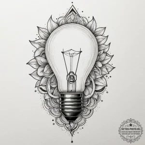 Tattoo sketch a lightbulb on one, a 'light sw... - эскиз тату (№1755557369_0, 18.08.2025 22:49) — tattoo-photo.ru