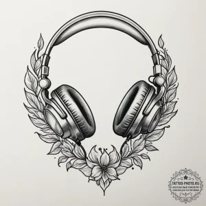 Tattoo design a pair of matching headphones.,... - эскиз тату (№1755557976_0, 18.08.2025 22:59) — tattoo-photo.ru