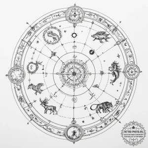 Tattoo sketch a zodiac constellation on an an... - эскиз тату (№1755559571_0, 18.08.2025 23:26) — tattoo-photo.ru