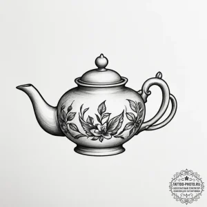 Tattoo sketch a tiny, flying teapot. - эскиз тату (№1755559766_0, 18.08.2025 23:29) — tattoo-photo.ru
