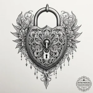Tattoo sketch an intricate fantasy lock with... - эскиз тату (№1755560559_0, 18.08.2025 23:42) — tattoo-photo.ru