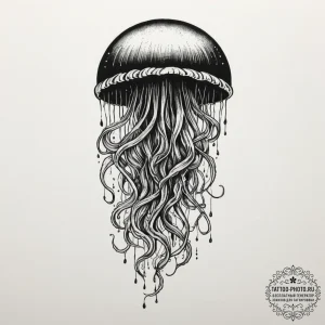 Jellyfish with tentacles made of cosmic nebul... - эскиз тату (№1755564784_0, 19.08.2025 00:53) — tattoo-photo.ru