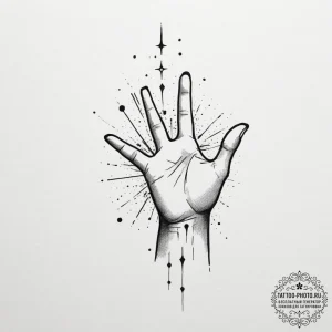 Tattoo sketch a hand reaching for a star, sym... - эскиз тату (№1755565590_0, 19.08.2025 01:06) — tattoo-photo.ru
