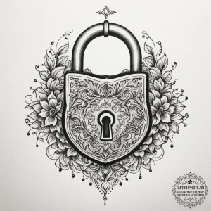 Tattoo design a stylized lock with no visible... - эскиз тату (№1755566587_0, 19.08.2025 01:23) — tattoo-photo.ru