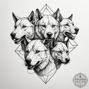 Cerberus, concept art for tattoo, rough sketc... - эскиз тату (№1755567179_0, 19.08.2025 01:32) — tattoo-photo.ru