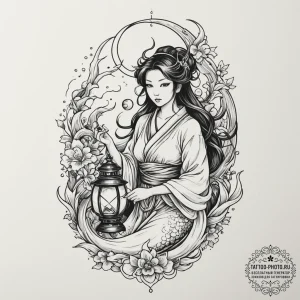 Tattoo design a virgo maiden with the "hermit... - эскиз тату (№1755568966_0, 19.08.2025 02:02) — tattoo-photo.ru