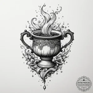 Tattoo sketch aquarius's water pouring from a... - эскиз тату (№1755569774_0, 19.08.2025 02:16) — tattoo-photo.ru