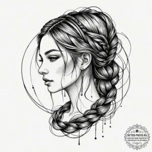 Tattoo sketch: mokosh, depicted as a serene w... - эскиз тату (№1755570365_0, 19.08.2025 02:26) — tattoo-photo.ru