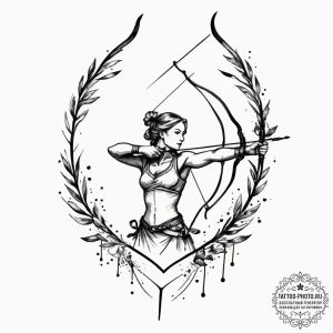 Tattoo sketch a sagittarius archer's silhouet... - эскиз тату (№1755571150_0, 19.08.2025 02:39) — tattoo-photo.ru