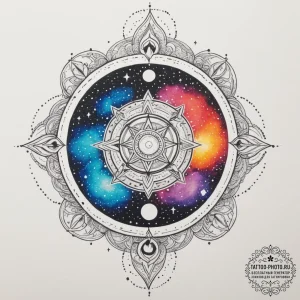 Tattoo design a nebula effect rendered entire... - эскиз тату (№1755572343_0, 19.08.2025 02:59) — tattoo-photo.ru