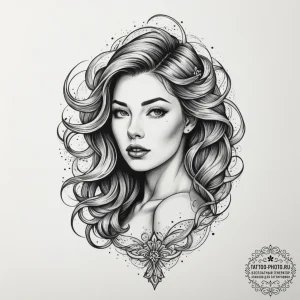 Tattoo sketch a whisper-thin veil blowing in... - эскиз тату (№1755575940_0, 19.08.2025 03:59) — tattoo-photo.ru