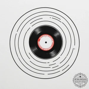 A detailed close-up of a vinyl record being p... - эскиз тату (№1755576138_0, 19.08.2025 04:02) — tattoo-photo.ru