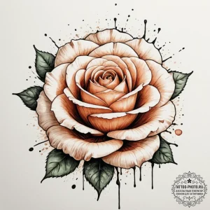 Tattoo sketch a full blooming rose in waterco... - эскиз тату (№1755576729_0, 19.08.2025 04:12) — tattoo-photo.ru
