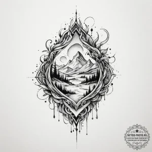 Tattoo sketch an abstract representation of g... - эскиз тату (№1755579300_0, 19.08.2025 04:55) — tattoo-photo.ru