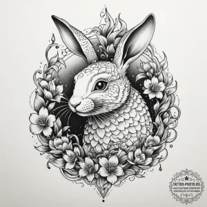 The white rabbit from alice in wonderland, ta... - эскиз тату (№1755581089_0, 19.08.2025 05:24) — tattoo-photo.ru