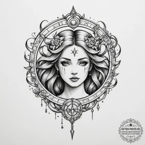 Tattoo design a zodiac symbol appearing on a... - эскиз тату (№1755581880_0, 19.08.2025 05:38) — tattoo-photo.ru