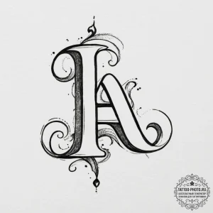 Tattoo design a small, elegant initial behind... - эскиз тату (№1755582078_0, 19.08.2025 05:41) — tattoo-photo.ru