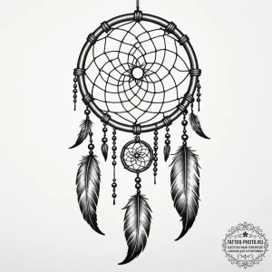 Tattoo sketch a stylized dreamcatcher with de... - эскиз тату (№1755584846_0, 19.08.2025 06:27) — tattoo-photo.ru