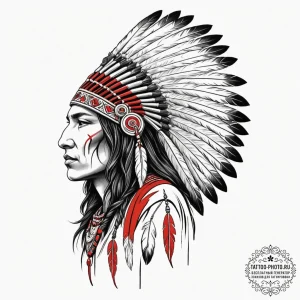 Tattoo sketch a native american warrior's hea... - эскиз тату (№1755585045_0, 19.08.2025 06:30) — tattoo-photo.ru
