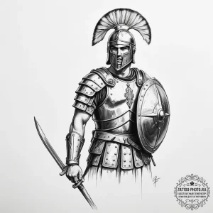 Roman legionary - эскиз тату (№1755586626_0, 19.08.2025 06:57) — tattoo-photo.ru