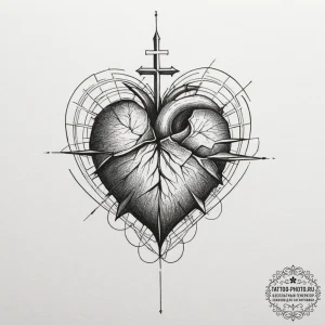 Tattoo sketch a delicate geometric heart, com... - эскиз тату (№1755587810_0, 19.08.2025 07:16) — tattoo-photo.ru