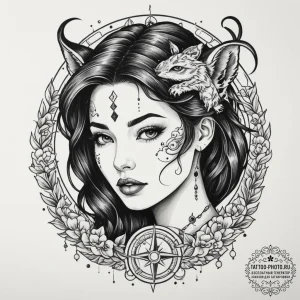 Tattoo design a sketch-style portrait of a pe... - эскиз тату (№1755588999_0, 19.08.2025 07:36) — tattoo-photo.ru