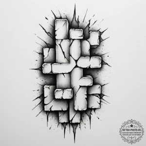 Tattoo sketch a brick wall with cracks, but s... - эскиз тату (№1755589591_0, 19.08.2025 07:46) — tattoo-photo.ru