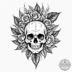 A monstera leaf, ink illustration for tattoo,... - эскиз тату (№1755590977_0, 19.08.2025 08:09) — tattoo-photo.ru