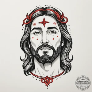 Jesus christ, tattoo flash sheet design, on a... - эскиз тату (№1755594350_0, 19.08.2025 09:05) — tattoo-photo.ru