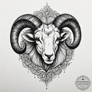 Tattoo design a strong, protective ram, with... - эскиз тату (№1755594945_0, 19.08.2025 09:15) — tattoo-photo.ru