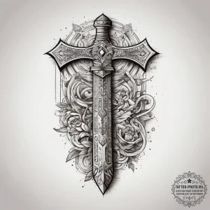 Tattoo sketch a pixelated sword or axe emergi... - эскиз тату (№1755608836_0, 19.08.2025 13:07) — tattoo-photo.ru