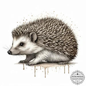 Hedgehog, tattoo sketch design, sepia tone sk... - эскиз тату (№1755610033_0, 19.08.2025 13:27) — tattoo-photo.ru