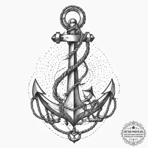 A ship's anchor entwined with rope, concept a... - эскиз тату (№1755611077_0, 19.08.2025 13:44) — tattoo-photo.ru