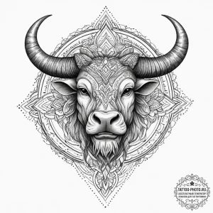 Tattoo sketch a roaring minotaur head, symbol... - эскиз тату (№1755611910_0, 19.08.2025 13:58) — tattoo-photo.ru