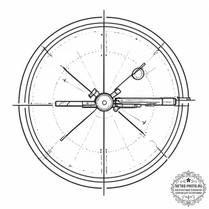 Tattoo design a futuristic sniper rifle scope... - эскиз тату (№1755612112_0, 19.08.2025 14:01) — tattoo-photo.ru