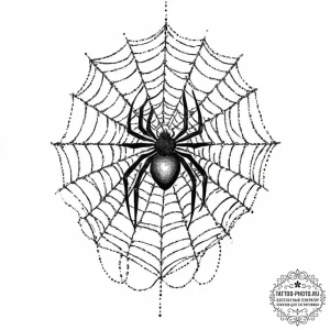 Tattoo sketch a spiderweb, delicate yet stron... - эскиз тату (№1755612963_0, 19.08.2025 14:16) — tattoo-photo.ru