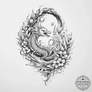 Tattoo sketch a phoenix rising from ashes, re... - эскиз тату (№1755616725_0, 19.08.2025 15:18) — tattoo-photo.ru
