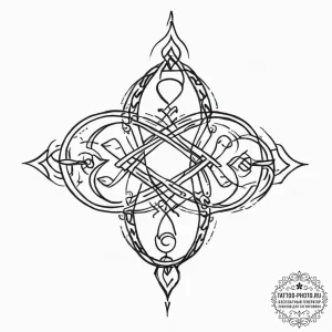 Tattoo sketch a chain of interconnected symbo... - эскиз тату (№1755617954_0, 19.08.2025 15:39) — tattoo-photo.ru