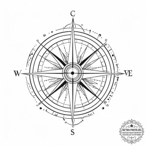 Tattoo design a compass with a personal motto... - эскиз тату (№1755618379_0, 19.08.2025 15:46) — tattoo-photo.ru