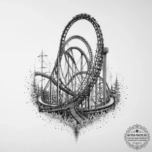 Rollercoaster, tattoo drawing outline, black... - эскиз тату (№1755619822_0, 19.08.2025 16:10) — tattoo-photo.ru